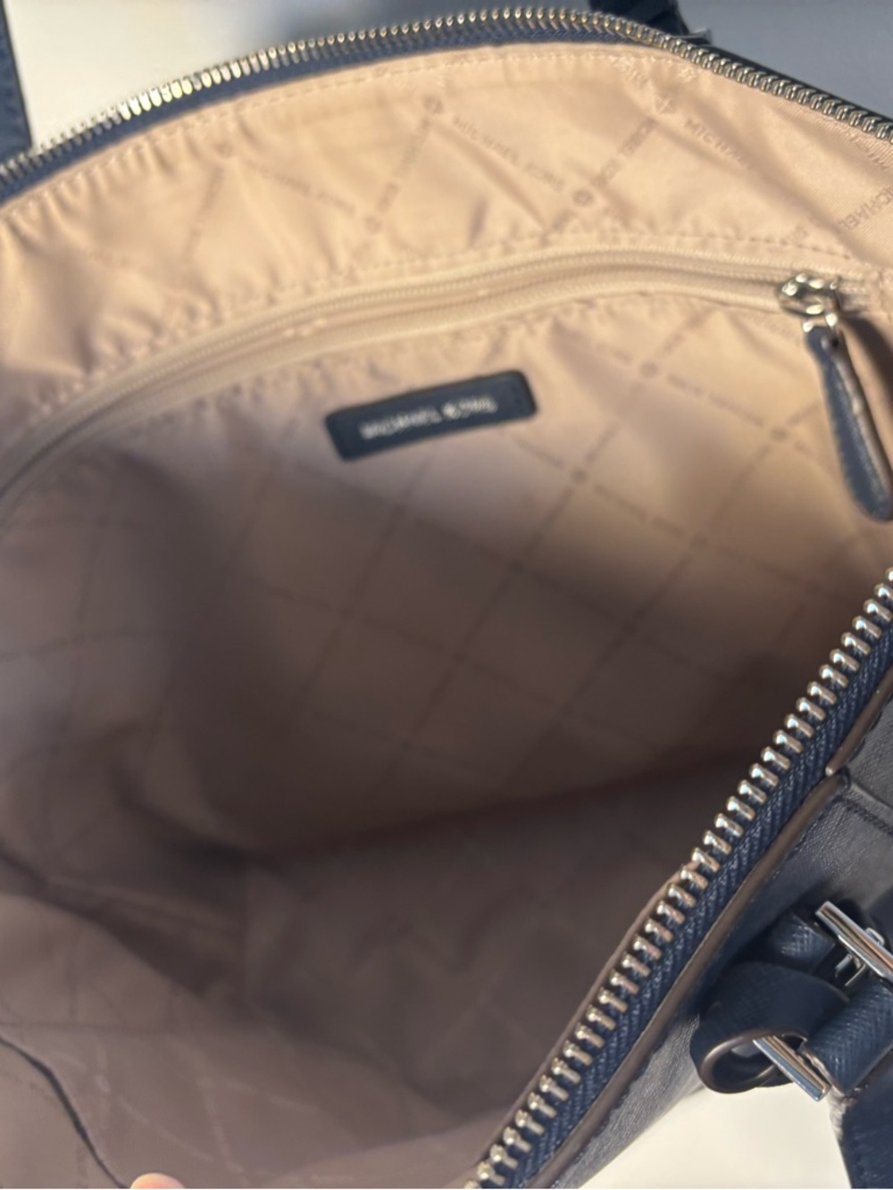 Michael Kors Navy Saffiano Tote with MK Charm - Picture 5 of 11